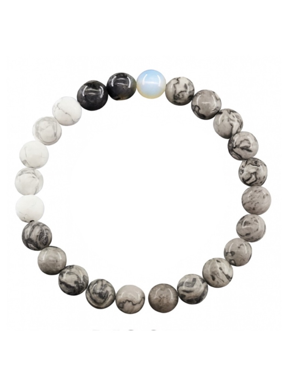 Moon Phase Beaded Bracelet | Opalite Howlite Jasper | Stretch Unisex New